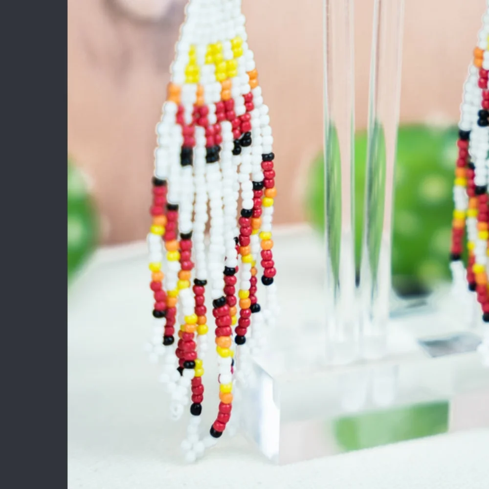 free Spirit Boho Hippie People Seed bead fringe earrings south western